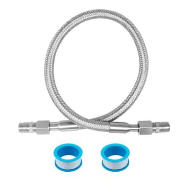 Imagem de Mangueira de jumper compressor NPT de 1/10.2 cm, mangueira flexível trançada de aço inoxidável 304 com adaptador JIC-4, conector de linha de ar de nível industrial