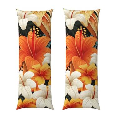 Imagem de Capa de travesseiro corporal com zíper ultramacia e refrescante, capa de almofada protetora respirável para o corpo, flores e havaianas, tribal, capa de almofada decorativa para casa 50,8 cm x 137,2