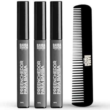 Imagem de Kit 3 Preenchedor para Barba Anti-falhas Barba de Macho 8ml + Pente Alinhador