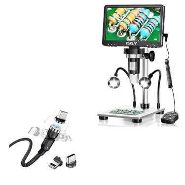 Imagem de BoxWave Cabo compatível com microscópio digital Elikliv LCD (7 polegadas) - cabo MagnetoSnap AllCharge, cabo de carregamento magnético USB tipo C Micro USB - Preto