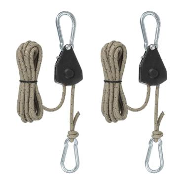 Imagem de PATIKIL 2 peças cabides de corda ajustáveis, 1/20.3 cm x 2.1 m Catraca Grow Light Hangers Refletor Reforçado Interno Engrenagem Ratchets para pendurar caiaque, preto