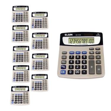 Imagem de kit 10 Calculadoras De Mesa ELGIN Mv-4123, Branco