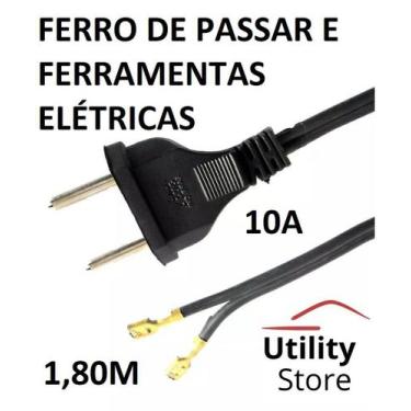 Imagem de Fio para ferro de passar reforçado cor preta 1,8m  - tomada 10a serve 