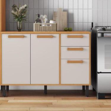 Imagem de BalcÃo de Cozinha 3 Portas 2 Gavetas Napoles Itatiaia, Off White