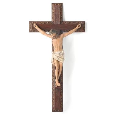 Imagem de Cruz de parede com crucifixo católico BC, cruz religiosa, presente devoto, pintado à mão em madeira vintage e realista, 30 cm A por Buildclassic