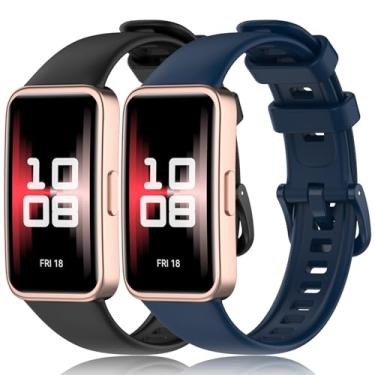 Imagem de Z.DuDuZAZA Pulseiras macias compatíveis com Huawei Band 8/9/10 com adaptador de conexão de metal - Não é fácil de quebrar - Resistente a manchas - Durável - 10 cores (2 peças)