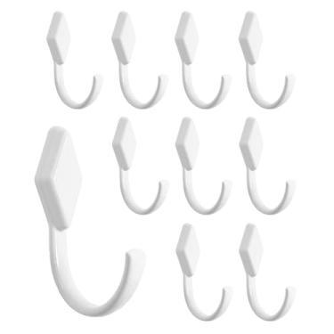 Imagem de HhdvdyWgd 10 ganchos de parede de liga de zinco para banheiro, quarto, cozinha, toalha, roupão, cabide de chave com suporte resistente (branco)