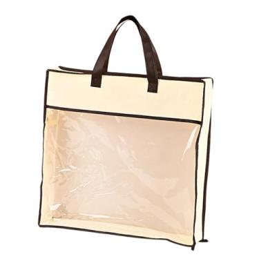 Imagem de Baoblaze Protetor de bolsa, bolsa protetora de poeira bege, organizador de armazenamento multifuncional para toalhas, lençóis, travesseiros, luvas e fronhas, 40x40x10cm