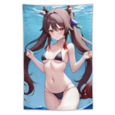 Imagem de LIEGBMEU Tapeçaria de biquíni sexy anime menina 101.6 cm x 152.4 cm interior exterior parede colcha arte decoração de tapeçaria caprichosa, AC007