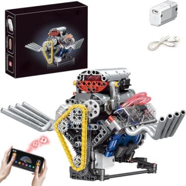 Imagem de Blocos de Montar Construção de Motor V8 Modelo Kits Brinquedos (665 Peças)