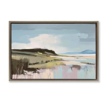 Imagem de Stupell Industries Modern Verdant Waters Brown Framed Floater Canvas Wall Art Design por Elara Yasna, 21 x 31