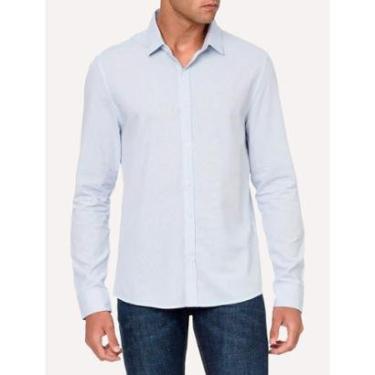 Imagem de Camisa Calvin Klein Jeans Masculina Slim Tela Algodão Azul Claro Mescla-Masculino