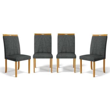Imagem de Kit Com 4 Cadeiras Maiara Madeira Maciça Estofadas Para Mesa De Jantar
