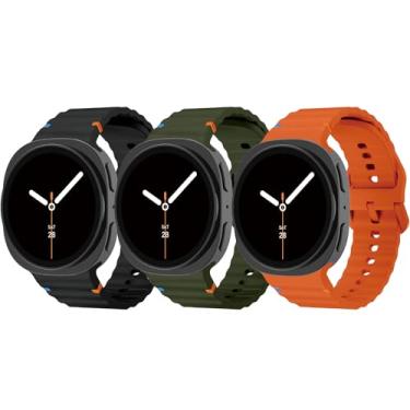 Imagem de Pacote com 3 pulseiras esportivas compatíveis com Samsung Galaxy Watch 8 de 40 mm e 44 mm/8 Classic de 46 mm, pulseira de silicone macio sem lacunas à prova d'água para Samsung Galaxy Watch 8 Classic