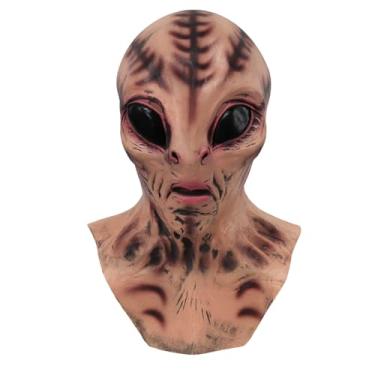 Imagem de Generic Máscara De Cabeça Alienígena Realista Assustadora Para Adultos Com Padrão Engraçado Látex, Fantasia Halloween, Adereço Festa