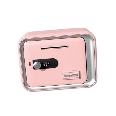 Imagem de Fenteer Cofrinho infantil com senha para economizar dinheiro, pote de poupança de grande capacidade, cofrinho para crianças, presentes para festas de fim de, Rosa