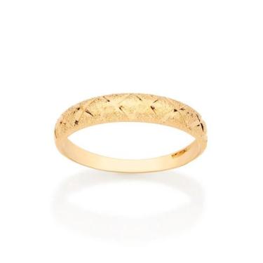 Imagem de Aliança Rommanel Banhado Ouro Fosca Com X 513216, 12