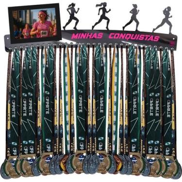 Imagem de Porta Medalha Corrida de Rua Feminino 61cm com Porta Retrato - QUADRO 