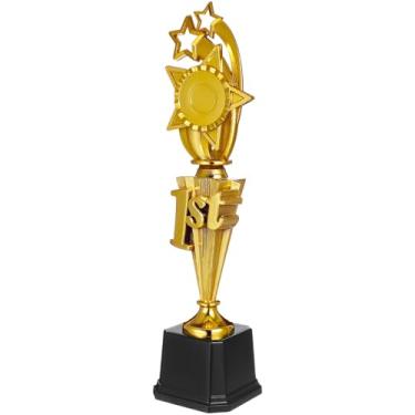 Imagem de Ciieeo Troféu Estrela de Futebol, Copo de Prêmio Plástico Dourado para Crianças, 35,5 cm, Troféu de Bola de Futebol para Competições, Esportes, Sala de Aula e Celebrações