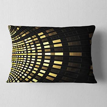 Imagem de Designart Fractal Gold Square Pixel' Abstract Throw Lombar sala de estar, sofá, enchimento de almofada + capa de almofada impressa em ambos os lados 30,5 x 50,8 cm