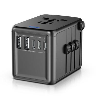 Imagem de Adaptador de viagem URJD 5.8A 3X USB-C 2X USB-A 6 dispositivos em mais