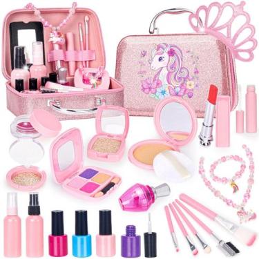 Imagem de Kit de maquiagem FUSPWEAO Pretend para meninas com bolsa de cosméticos
