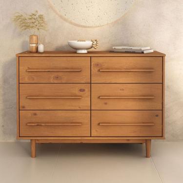 Imagem de Cômoda 6 Gavetas Casal Grande Madeira Freijó TECCA
