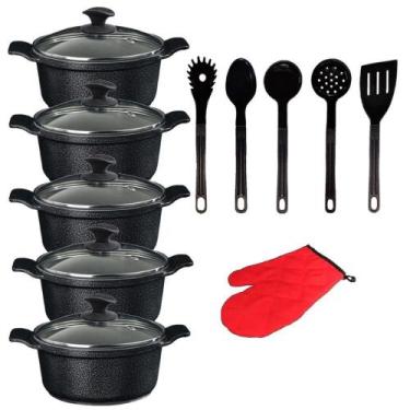 Imagem de Jogo Panelas Preto Cerâmica Talher Preto Javali Aal 16A24Cm