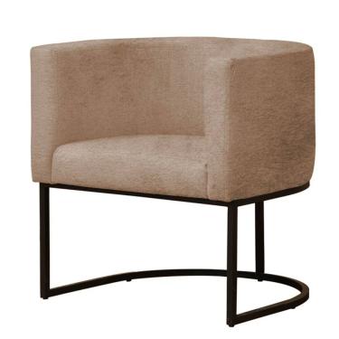 Imagem de Poltrona Reforçada Decorativa Sala Gabriela Base Ferro Preta Suede