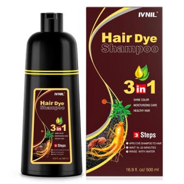 Imagem de Shampoo de tintura de cabelo Ivnil Chestnut Brown 500mL 3 em 1 para mu