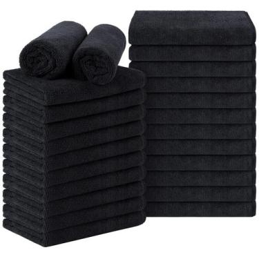 Imagem de Toalha de salão Orighty Black 16x29cm, microfibra, pacote com 24