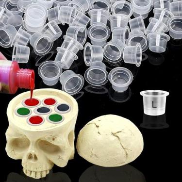 Imagem de Porta-copos de tinta para tatuagem Anghie Hard Skull Resin com 100 tam