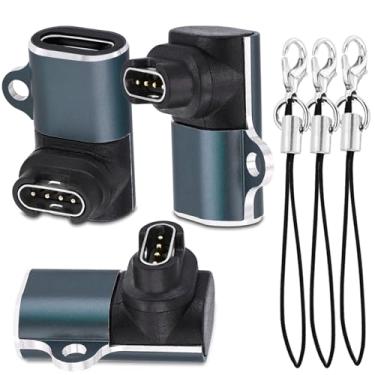 Imagem de BENACES - Adaptador de carregador USB-C para Garmin Watch, pacote com 3 cabos de carregador Garmin com cordão, conector de cabo de carregamento Garmin de ângulo reto de 90° para Instinct 2 Solar Fenix