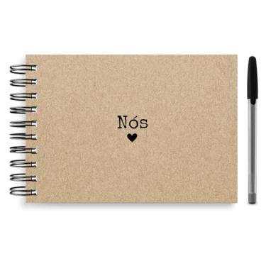 Imagem de Kit Álbum Scrapbook A5, 21x15cm, com Caneta Gel Preta e Adesivos, Capa Personalizada (Nós)