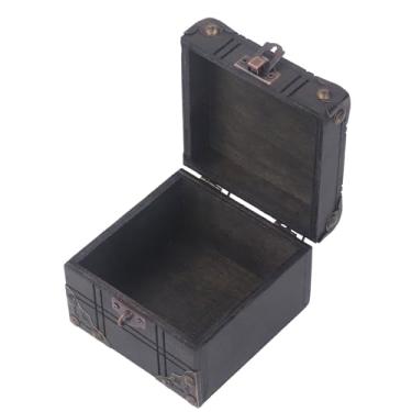 Imagem de Pssopp Caixa de Armazenamento de Jóias de Madeira Vintage, Design Decorativo Antigo retrô, Amplo Espaço para Colares, Brincos e Objetos de Valor, Fechadura de Liga para Segurança, Caixa de Presente