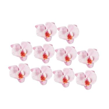 Imagem de IEUDNS 10x Topos de bolo de flores de orquídea borboleta Topos de cupcake Suprimentos de decoração de bolo para festa de fundo Cerimônia do Dia dos Namorados