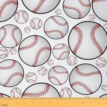Imagem de Tecido de beisebol por The Yard Cartoon Softball Geométrico Círculos Decorativos Tecido para Crianças Adolescentes Adultos Esportes Radicais Estilo Jogo Tecido para Estofamento DIY e Detalhes em Casa