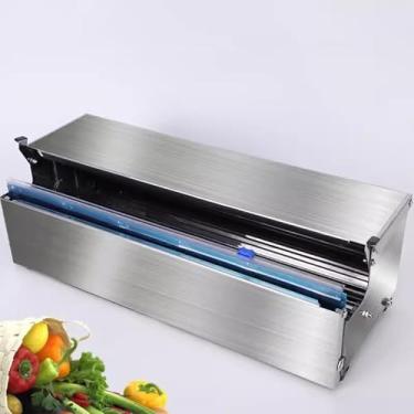 Imagem de Adere-se Ao Distribuidor Do Cortador Do Filme Material De Aço Inoxidável Engrossado Plug-livre Apropriado Para Supermercados E Empacotamento De Alimento Fresco Da Família, Silver, 50x13x19cm