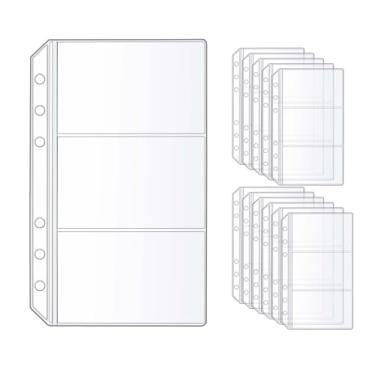 Imagem de 12 bolsos A6 transparentes frente e verso, 6 bolsos, envelopes de orçamento para cadernos de 6 anéis, organizador de cadernos, fotos, cartões (2 lados e 6 bolsos)