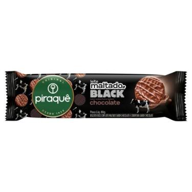 Imagem de Biscoito Leite Maltado Piraquê Black Com Cobertura De Chocolate 80g