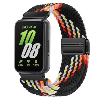 Imagem de Issinlky Pulseira trançada de nylon compatível com Galaxy Fit 3, pulseira de fivela magnética elástica para Galaxy Fit 3 SM-R390