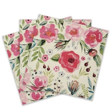 Imagem de Guardanapos de coquetel de papel colorido, 20 guardanapos chiques gastos para casamento, jantar, chá de chá, rosa mosqueta