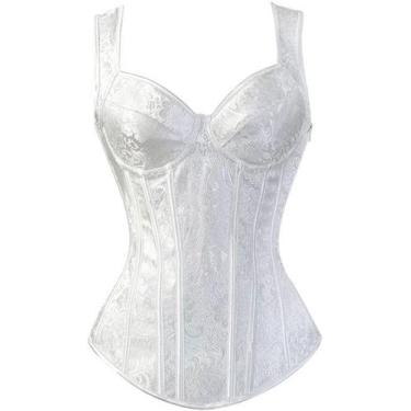 Imagem de Espartilho feminino ADELCE com cadarço gótico jacquard branco 4GG