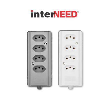 Imagem de Tomada Barra Quadrupla 2 Polos + T 10A Cinza Interneed