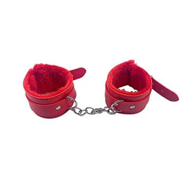 Imagem de Caiyao Pulseira de pelúcia de encadernação com controle de gravata tornozeleira pulseira cinto pulseira cosplay amor jogo sadismo masoquismo interesses couro algemas de pelúcia para mulheres homens