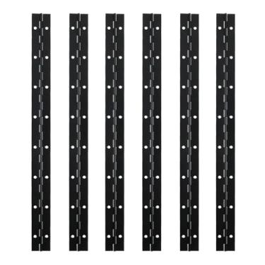 Imagem de T Tulead Dobradiças contínuas de piano de 40,6 cm, dobradiça contínua preta, dobradiça dobrável de aço inoxidável, pacote com 6 parafusos