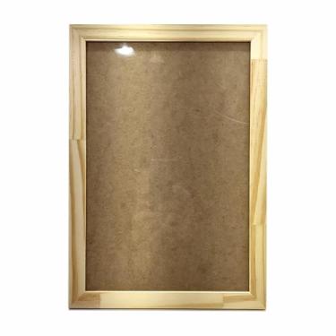 Imagem de Moldura De Pinus Natural para Quadros Decorativos com Fundo MDF e Vidro 2x1