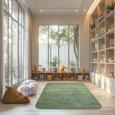 Imagem de Tapetes São Carlos – Tapete Relex N Orgânico Oliva | Formato Cantos com Fios Longos de 15mm | Lavável, Macio e Ideal p/Salas Sofisticadas | 1,5cm x 1,5m x 2m