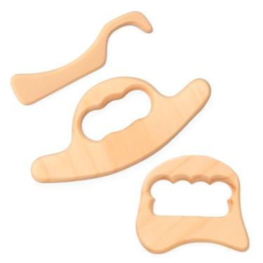 Imagem de Instrumento Massageador Madeira Soqueira Tartaruga Gancho Massagem Fisioterapia Liberação Miofascial
