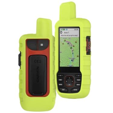 Imagem de Capa para Garmin GPSMAP 66i / 67i, navegador GPS portátil ao ar livre, capa protetora de silicone macio, à prova de choque, poeira e antiarranhões, verde neon